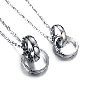 Colar para Namorados ou Casais com Duas Alianças em Aço - REF1080 - PIME.pt