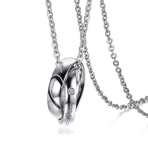 Colar para Namorados ou Casais com Duas Alianças em Aço - REF1080 - PIME.pt
