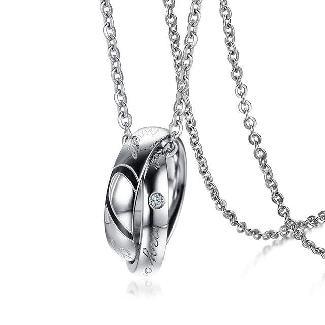 Colar para Namorados ou Casais com Duas Alianças em Aço - REF1080 - PIME.pt
