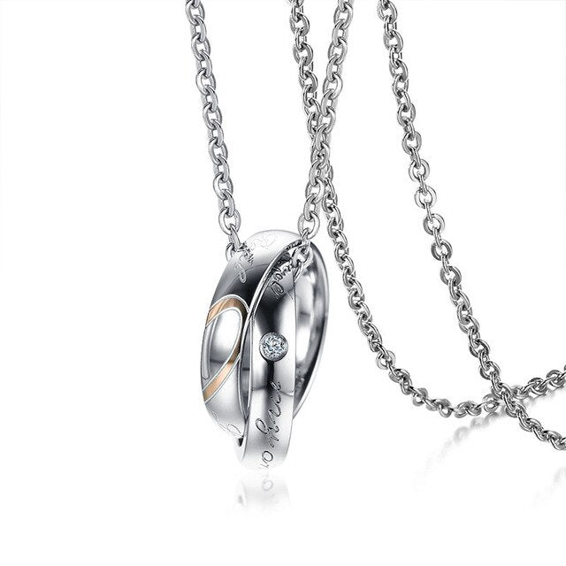Colar para Namorados ou Casais com Duas Alianças em Aço - REF1080 - PIME.pt