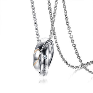 Colar para Namorados ou Casais com Duas Alianças em Aço - REF1080 - PIME.pt