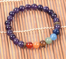 Carregar imagem no visualizador da galeria, Pulseira Ametista e Pedras 7 Chakras - REF1051 - PIME.pt