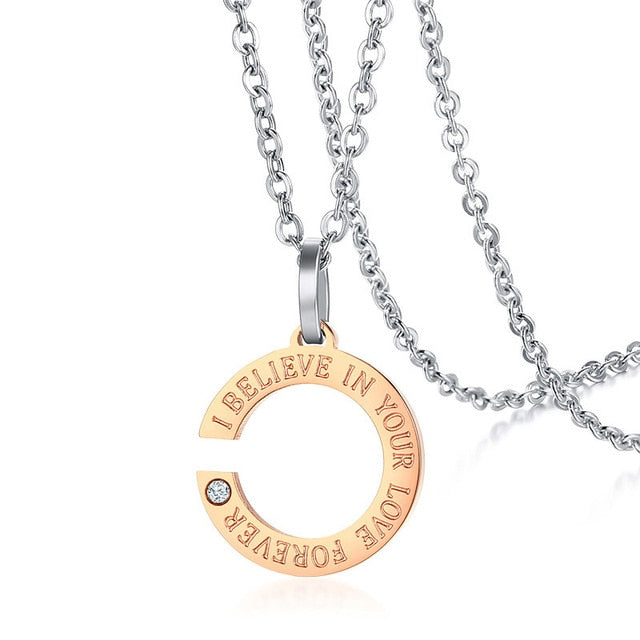 Colar para Namorados ou Casais - Eu Acredito no Teu Amor Para Sempre - em Aço - REF1081 - PIME.pt
