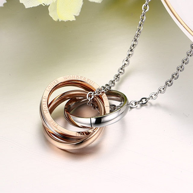 Colar para Namorados ou Casais com Três Alianças em Aço - REF1084 - PIME.pt