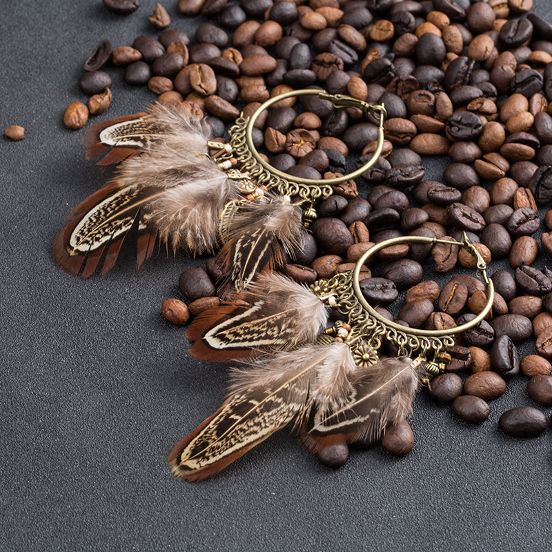 Brincos Argolas Plumas Pendentes - REF1354 - PIME.pt
