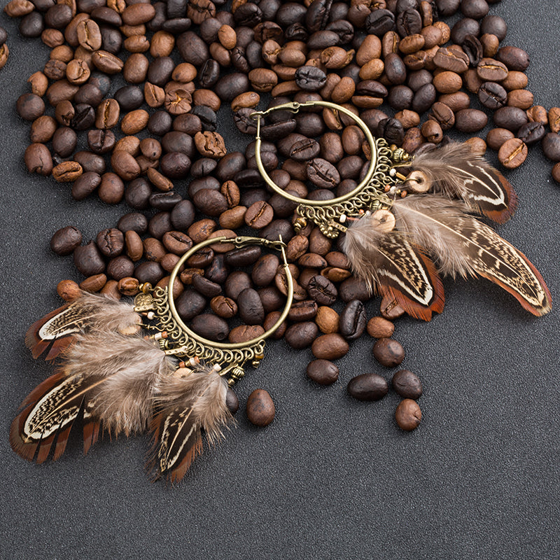 Brincos Argolas Plumas Pendentes - REF1354 - PIME.pt