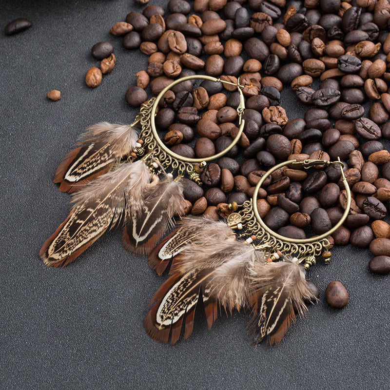 Brincos Argolas Plumas Pendentes - REF1354 - PIME.pt