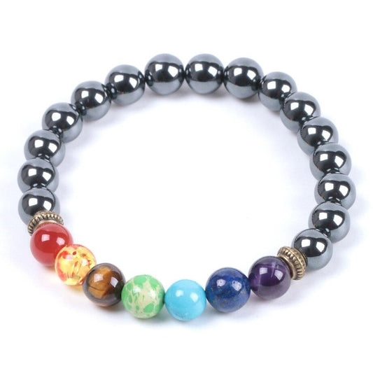 Pulseira Hematite com Pedras 7 Chakras - REF1806
