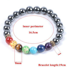 Carregar imagem no visualizador da galeria, Pulseira Hematite com Pedras 7 Chakras - REF1806