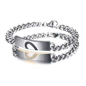 Pulseira para Namorados ou Casais - Um Coração para Dois - em Aço - REF1066 - PIME.pt