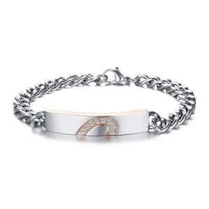 Pulseira para Namorados ou Casais - Um Coração para Dois - em Aço - REF1066 - PIME.pt