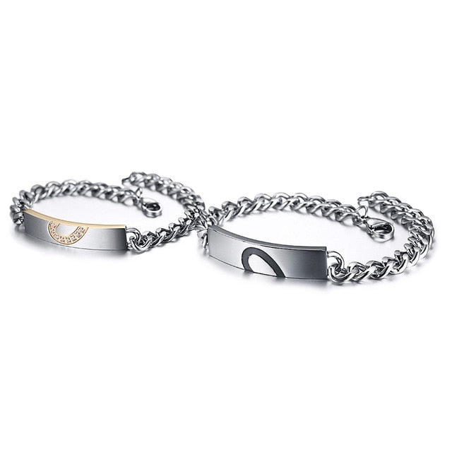 Pulseira para Namorados ou Casais - Um Coração para Dois - em Aço - REF1066 - PIME.pt