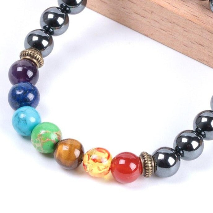 Pulseira Hematite com Pedras 7 Chakras - REF1806