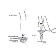 Carregar imagem no visualizador da galeria, Colar Medicina Bastão de Asclépio em Aço - REF1544 - PIME.pt