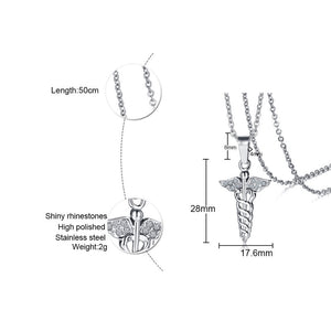 Colar Medicina Bastão de Asclépio em Aço - REF1544 - PIME.pt