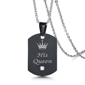 Colar para Namorados ou Casais - His Queen/ Her King - em Aço - REF1085 - PIME.pt