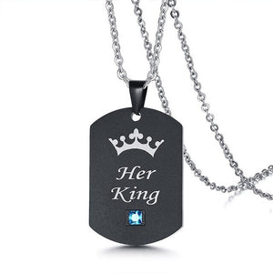 Colar para Namorados ou Casais - His Queen/ Her King - em Aço - REF1085 - PIME.pt