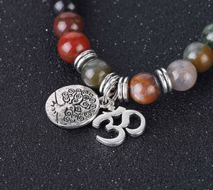 Japamala Ágata Indiana - Simboliza o Equilíbrio Energético e Proteção Espiritual - com Pendente Árvore da Vida e Meditação - REF1034 - PIME.pt