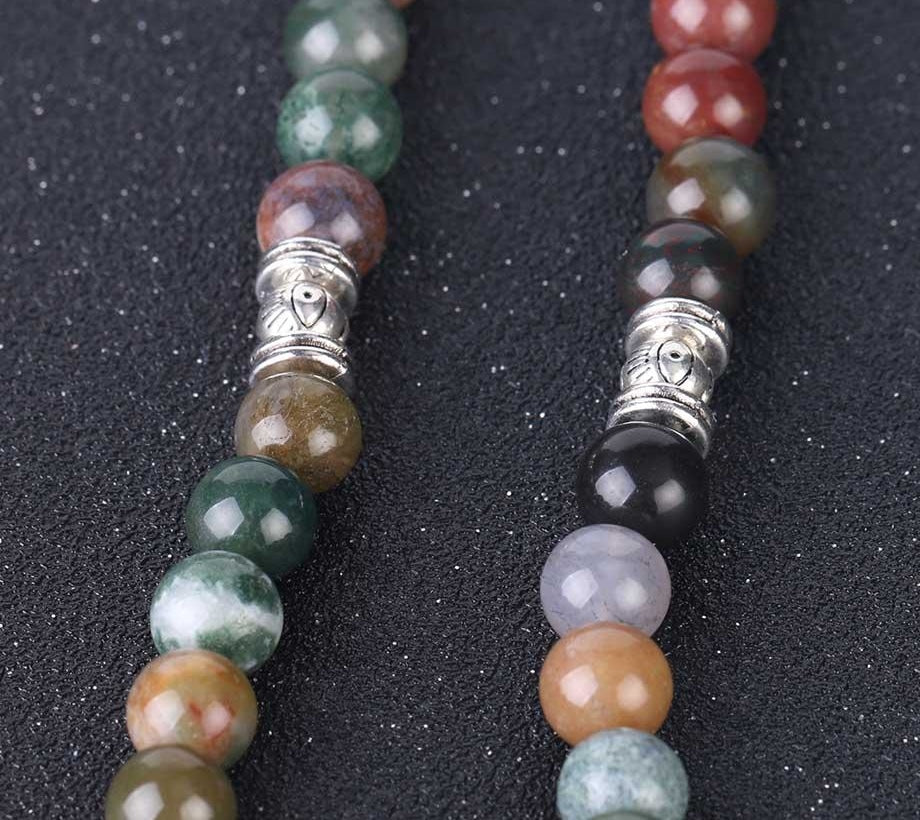 Japamala Ágata Indiana - Simboliza o Equilíbrio Energético e Proteção Espiritual - com Pendente Árvore da Vida e Meditação - REF1034 - PIME.pt