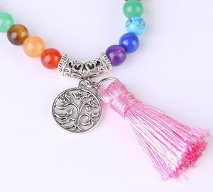 Japamala Rodonite - Símbolo do Equilíbrio Emocional - com Tassel e Pendente Árvore da Vida - REF1044 - PIME.pt
