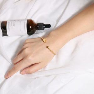 Pulseira Aberta com Coração e Esfera em Aço - REF1572 - PIME.pt
