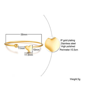 Pulseira Aberta com Coração e Esfera em Aço - REF1572 - PIME.pt