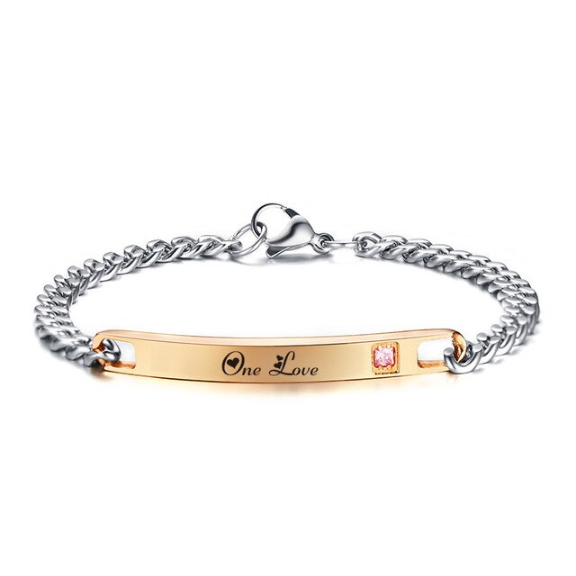 Pulseira para Namorados - One Life/One Love (Uma vida/Um amor) - em Aço - REF1073 - PIME.pt