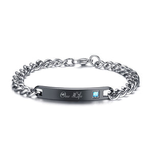 Pulseira para Namorados - One Life/One Love (Uma vida/Um amor) - em Aço - REF1073 - PIME.pt