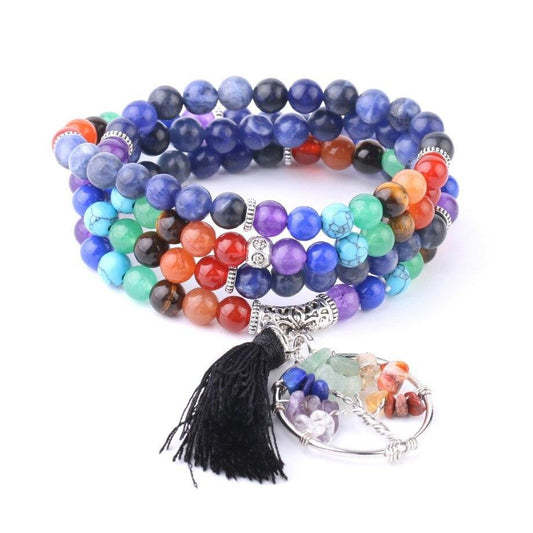 Japamala 7 Chakras com Pedras Naturais Sodalite e Árvore da Vida - REF1003