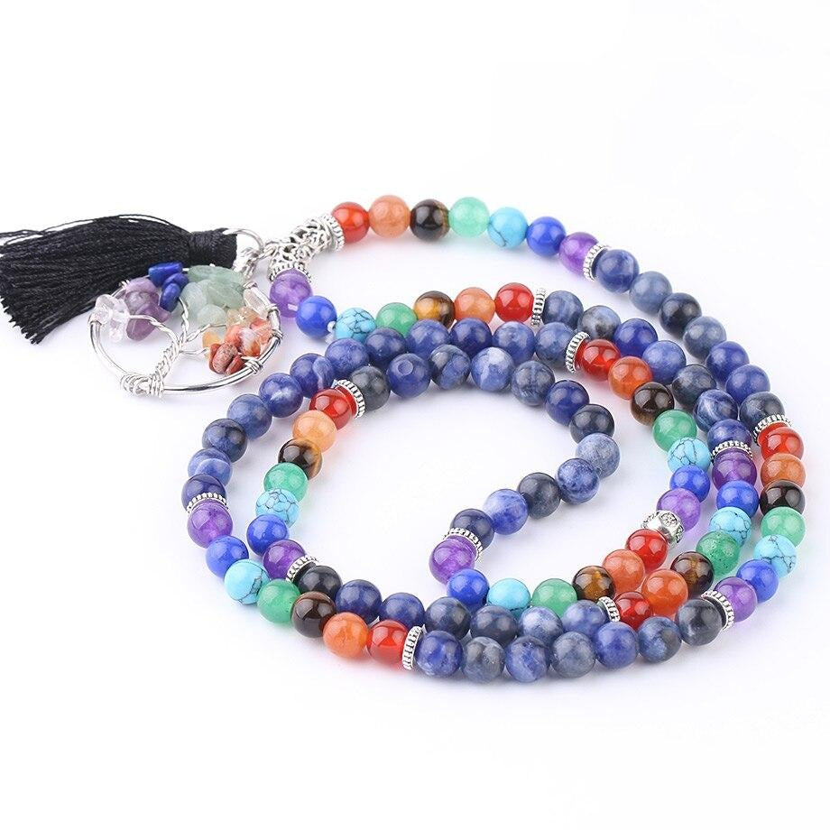 Japamala 7 Chakras com Pedras Naturais Sodalite e Árvore da Vida - REF1003