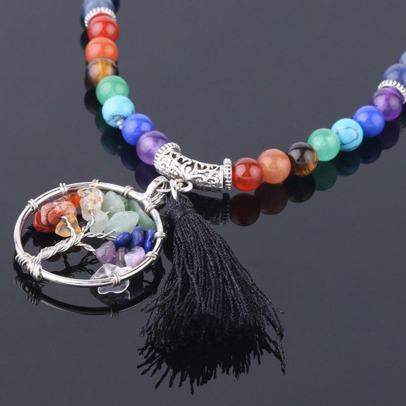 Japamala 7 Chakras com Pedras Naturais Sodalite e Árvore da Vida - REF1003