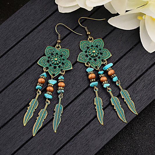 Brincos Flores Verdes com Folhas - REF1231 - PIME.pt