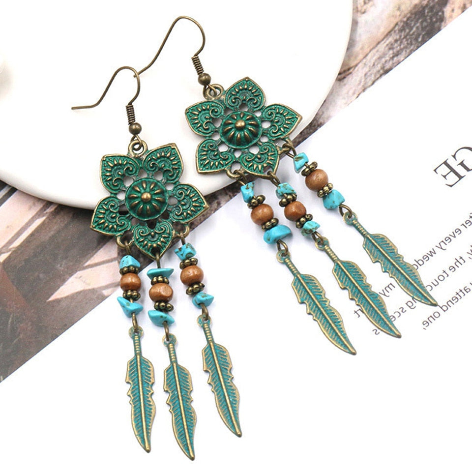 Brincos Flores Verdes com Folhas - REF1231 - PIME.pt