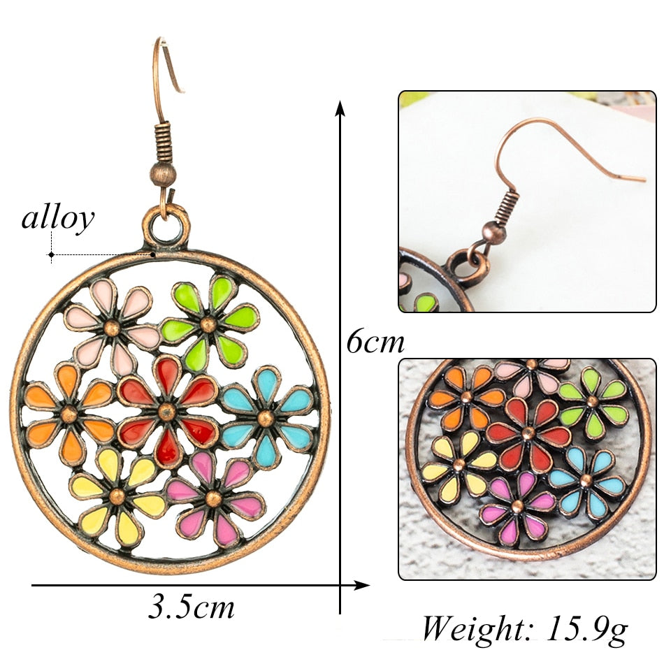 Brincos Círculos com Flores - REF1228 - PIME.pt
