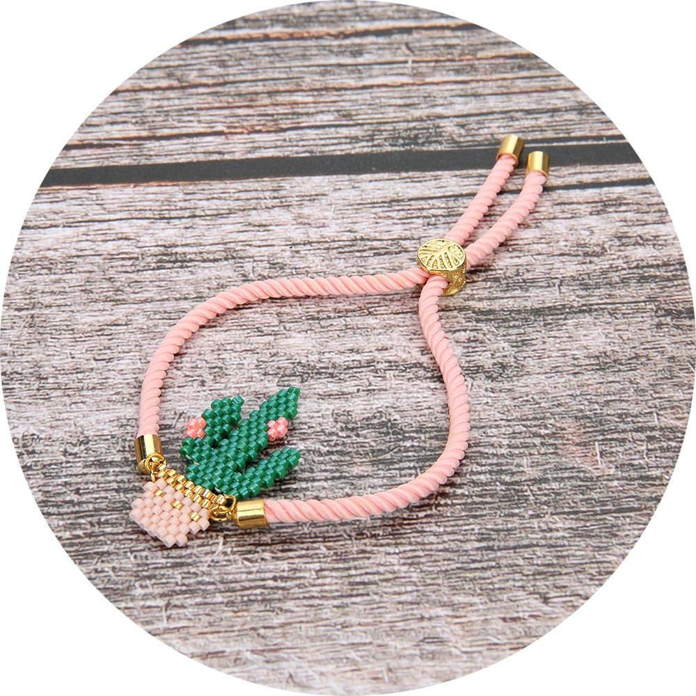Pulseira Ajustável Rosa com Cacto - REF1528 - PIME.pt