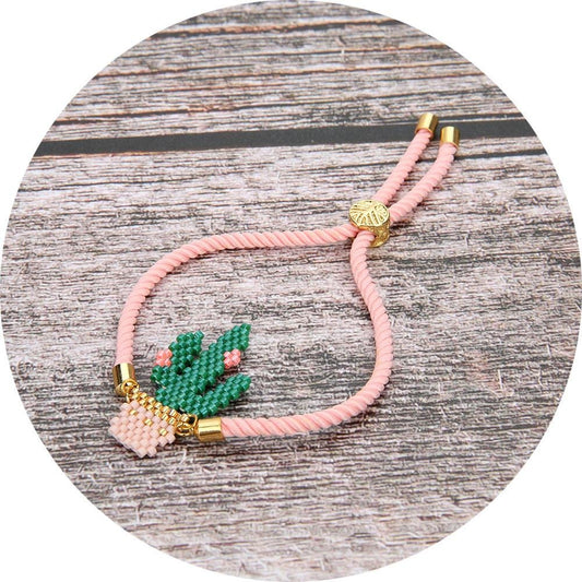 Pulseira Ajustável Rosa com Cacto - REF1528 - PIME.pt