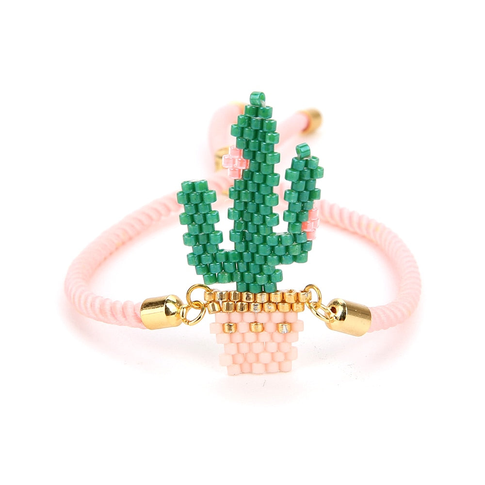 Pulseira Ajustável Rosa com Cacto - REF1528 - PIME.pt