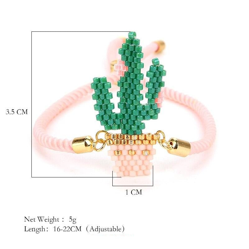 Pulseira Ajustável Rosa com Cacto - REF1528 - PIME.pt