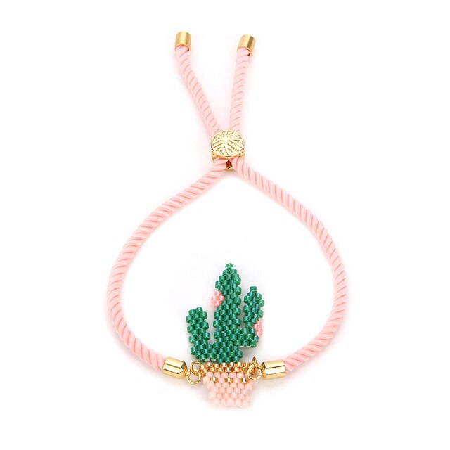 Pulseira Ajustável Rosa com Cacto - REF1528 - PIME.pt