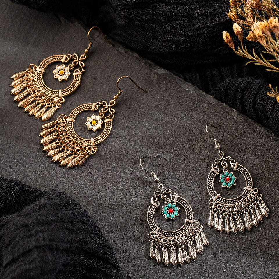 Brincos Argolas com Flor - REF1225 - PIME.pt