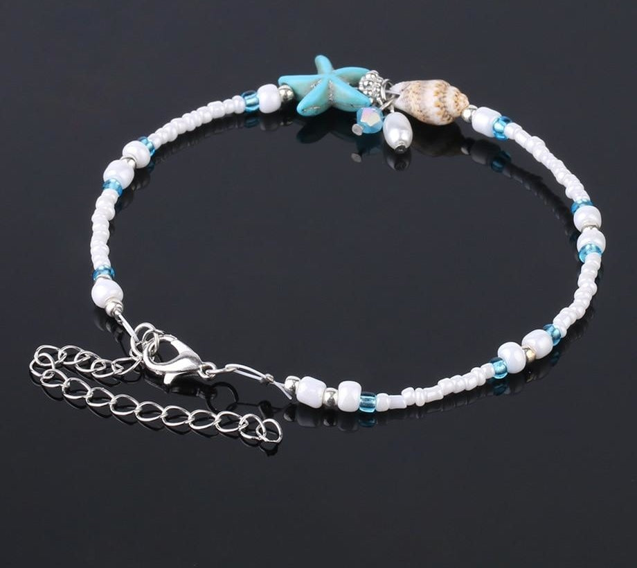 Pulseira para o Pé com Búzio e Estrela do Mar - REF1059 - PIME.pt