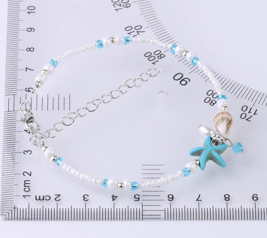 Pulseira para o Pé com Búzio e Estrela do Mar - REF1059 - PIME.pt