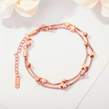 Carregar imagem no visualizador da galeria, Pulseira Fio Duplo com Estrelas e Bolas em Aço - REF1119 - PIME.pt