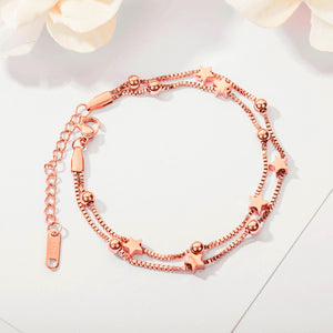 Pulseira Fio Duplo com Estrelas e Bolas em Aço - REF1119 - PIME.pt