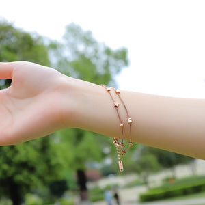 Pulseira Fio Duplo com Estrelas e Bolas em Aço - REF1119 - PIME.pt