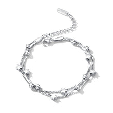 Carregar imagem no visualizador da galeria, Pulseira Fio Duplo com Estrelas e Bolas em Aço - REF1119 - PIME.pt