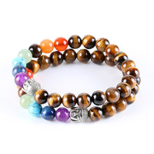Carregar imagem no visualizador da galeria, Pulseira Olho de Tigre e Pedras 7 Chakras - REF1055 - PIME.pt